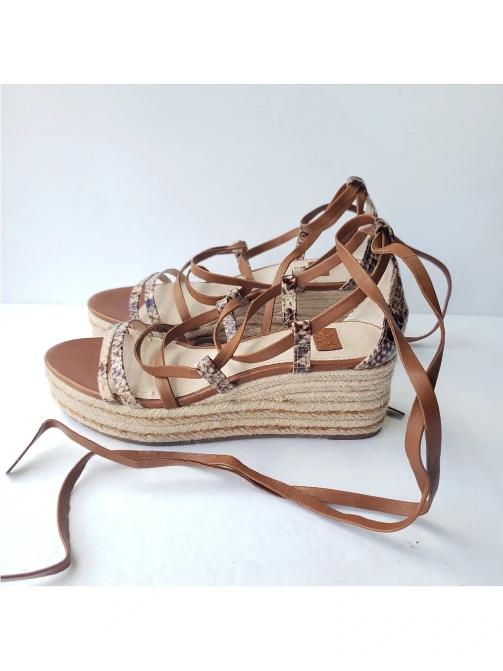 Louise et Cie Women’s Brown Wrap Espadrille Wedge Sandals